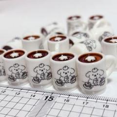 20個 子犬柄マグカップ 白 ココア ミニチュア ドールハウス