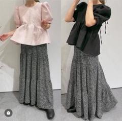 mite フラワーティアードスカート　ブラックのサムネイル
