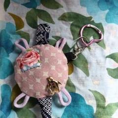 ラベンダーポプリ亀の子のキーホルダー ハンドメイド