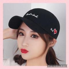 ブラック　ハート　男女兼用　キャップ　早い者勝ち韓国　ロゴ　メンズレディース