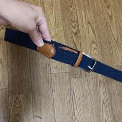 ネイビー編み込みストレッチベルト