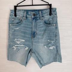 American Eagle デニムショートパンツ ライトブルー ダメージ加工