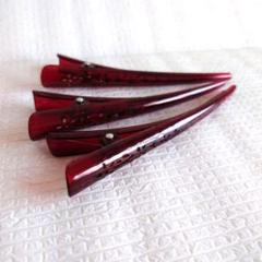 ヘアクリップ　3本セット　クリアタイプ　赤色　新品未使用品