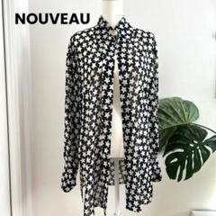 【NOUVEAU】星柄 黒シャツ ブラウス 羽織り ポリエステル 100 L 白