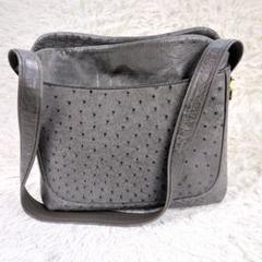 オーストリッチ　ショルダーバッグ　レディース　バッグ　レザー　ゴールド金具　美品