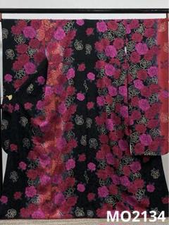 絵羽小紋振袖 豪華 銀通し 金彩 紋意匠 薔薇尽くし 身丈169cm 撥