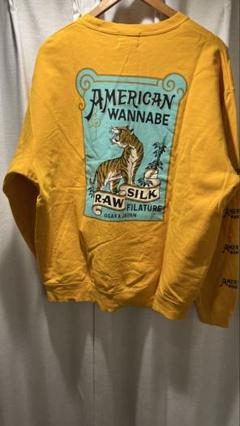 アメリカンワナビー 両面プリント スウェット クルーネック size M 最先端 アメリカンワナビー 両面プリント スウェット クルー