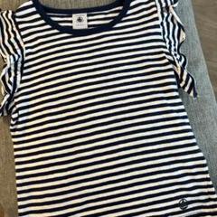 Petit Bateau ストライプフリル袖Tシャツ 104cm