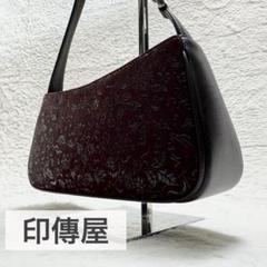 美品✨ 印傳屋 花唐草柄 ハンドバッグ アクセサリーポーチ 和装 ボルドー