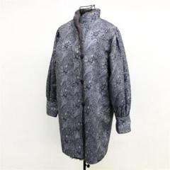 コート アウター M ネイビー ミンクファー ペイズリー柄 エレガント 上品