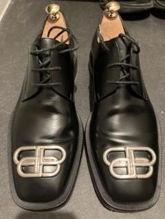 BALENCIAGA BB ロゴプレート ダービーシューズ 革靴 スクエアトゥ