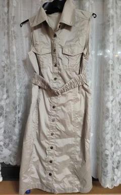 ノースリーブシャツワンピース ベージュ