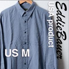 US古着Eddie Bauer エディバウアーストライプシャツ US M グレー