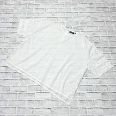 【ニードルワークス】オーバーサイズ 七分袖 Tシャツ 体型カバー ホワイト