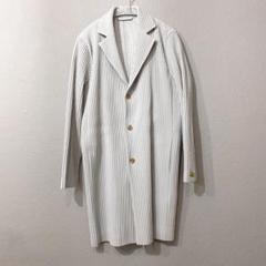 オムプリッセ BASICS ロングジャケット コート ライトグレー オムプリッセ BASICS ロングジャケット コート ライトグレー