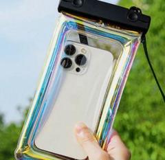 【ブラック】防水スマホケース　プール　アウトドア　エアーバッグ　ストラップ