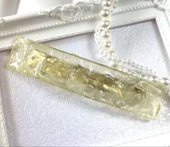ひんやり氷プレートのバレッタ④イエロー　氷レジン　アイス　chackymade