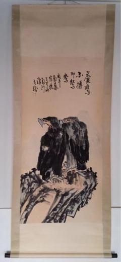 真筆模倣李苦禅の絵　二つタカ肉筆書いてる保証品　入手困難 真筆模倣李苦禅の絵 二つタカ肉筆書いてる保証品 入手困難