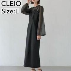 極美品✨CLEIO タイト キャミワンピース シースルーセット 黒 Lサイズ