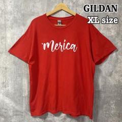 GILDAN ギルダン XL オーバーサイズ 赤 Tシャツ 英字 メンズ 古着