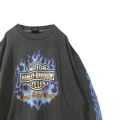 ハーレーダビッドソン tシャツ L バーシールド 袖ファイヤーパターン ロンT ハーレーダビッドソン tシャツ L バーシールド 袖ファイヤー