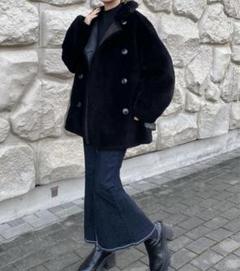 スタンドカラー リッチ ファー ミドル コート stand collar fur coat | OUTER | LAULEN