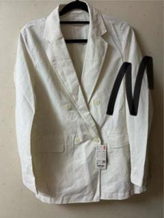 ユニクロ UNIQLOリネンブレンドジャケット Mサイズ オフホワイト