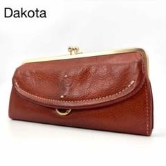 美品　Dakota ダコタ　長財布　がま口　ブラウン　茶 Dakota がま口長財布 ボックス型小銭入れ ギャルソン ダコタ