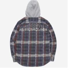 supreme Hooded Jacquard Flannel Shirt M