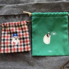 【フレンチブルドッグ】オリジナルイラスト　巾着　2枚セット　バラ売りできますのサムネイル