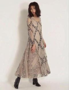 フレイアイディー♡コンビネーションレースロングワンピース グリーン ベージュ 美品 FRAY ID コンビネーションレースロングワンピース ベージュ