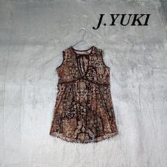 J.YUKI ボタニカル柄 チュニック レース ノースリーブ ラメ 韓国製
