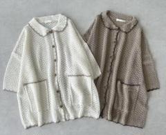 エヘカソポ　襟付透かし編みカーディガン　オフのサムネイル
