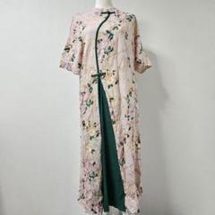新タグ付 QianBaiYi チャイナドレス風 五分袖 ロング ワンピース XL
