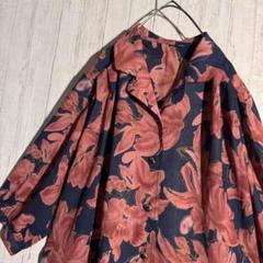 【花柄 オープンカラー】7分丈 ブラウス 総柄 テロ感 M〜Lサイズ シャツ