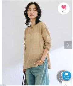 リヴドロワ 今季物シャギーブラウスアイボリー美品 ちょうどいい透け感！色っぽフラワーシャギーブラウス（シャツ