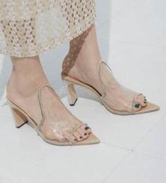 Ameri VINTAGE STEP UP MULE ヒールサンダル レディースサンダル ミュール ストラップ付き Vカット