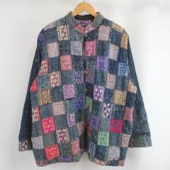 VINTAGE クロスステッチ 刺繍 藍染 リバーシブル パッチワークジャケット VINTAGE クロスステッチ 刺繍 藍染 リバーシブル パッチワーク