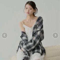 Chico 2WAY オーバーチェックシャツ ブラック
