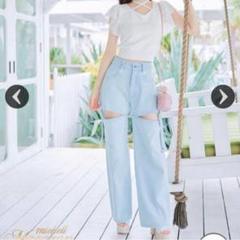 ミシェルマカロン♡ビジューベルトカーゴデニムパンツ ミシェルマカロン ビジュー バックル ワイド デニム パンツ