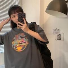 Tシャツ　グレー　ゆったり　半袖　y2k　韓国