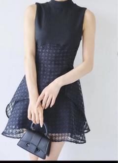 ダズリン　ブラックレースノースリーブミニワンピース XS-Lサイズあり【SETTAN/セッタン】ケミカルレース/ ボート