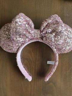 Mikey headband ピンクスパンコールリボン耳カチューシャ