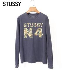 4-WF042 ステューシー STUSSY 迷彩ロゴ グレー ロング Tシャツ