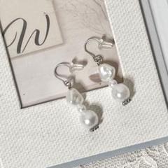 フックピアス　バロックパール　シンプル　カジュアル　上品　ピアス　ハンドメイド