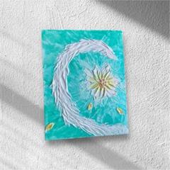 開運絵画　龍神様の眼　拡大のエネルギー　ターコイズブルー　花と龍神様　金箔 26e6053b1569d9d1d6203f6f92f334