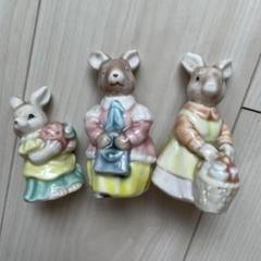ウサギの陶器フィギュア3点セット