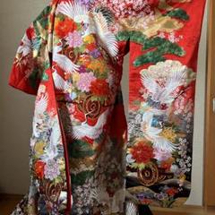 色打掛 鶴と花の刺繍 赤 - メルカリ