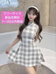 DRロゴギンガムニットミニワンピース フリー FREE GRY グレー