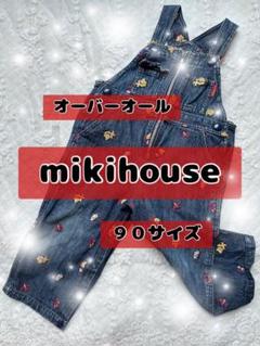 レトロ☆MIKI HOUSE  飛行機刺繍オーバーオール 70-110cm】 くるま刺繍 デニム オーバーオール / MIKI HOUSE HOT